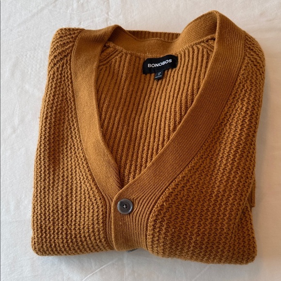 Bonobos Orange/Tan Cardigan with White Accents - Picture 4 of 4